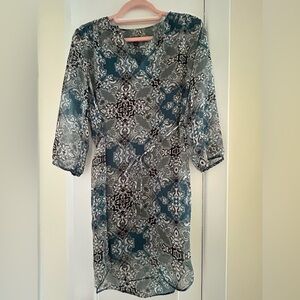Banana Republic Teal and Black Long Sleeve Dress/Tunic